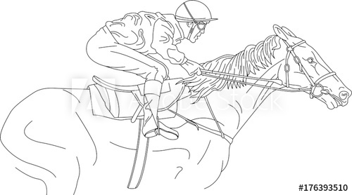 500x278 horse jockey line drawing - Jockey Drawing