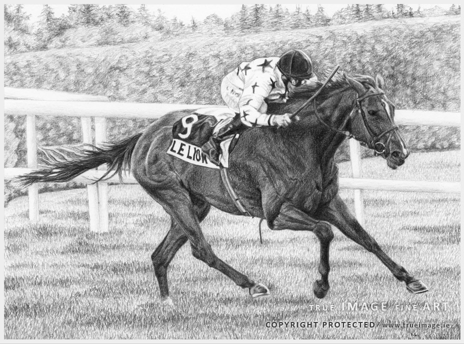 928x688 horse and jockey portrait in pencil - Jockey Drawing