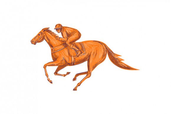 580x387 jockey horse racing drawing - Jockey Drawing