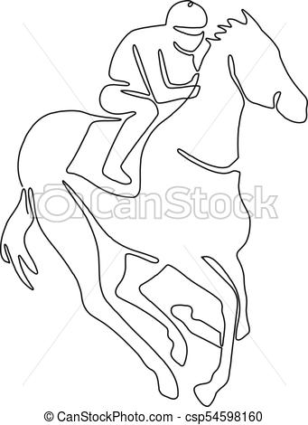 341x470 jockey horse racing continuous line continuous line drawing - Jockey Drawing