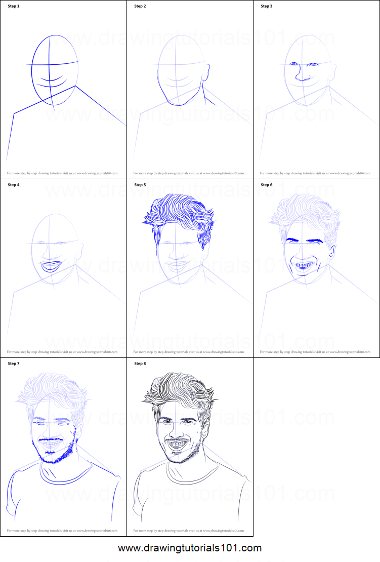 751x1110 how to draw joey graceffa printable step - Joey Graceffa Drawing