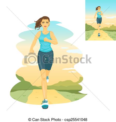 447x470 running woman, morning jogging beautiful sports girl runs - Jogging Drawing