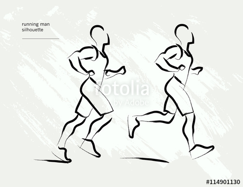 500x385 vector hand drawn active people sketch isolated on white - Jogging Drawing