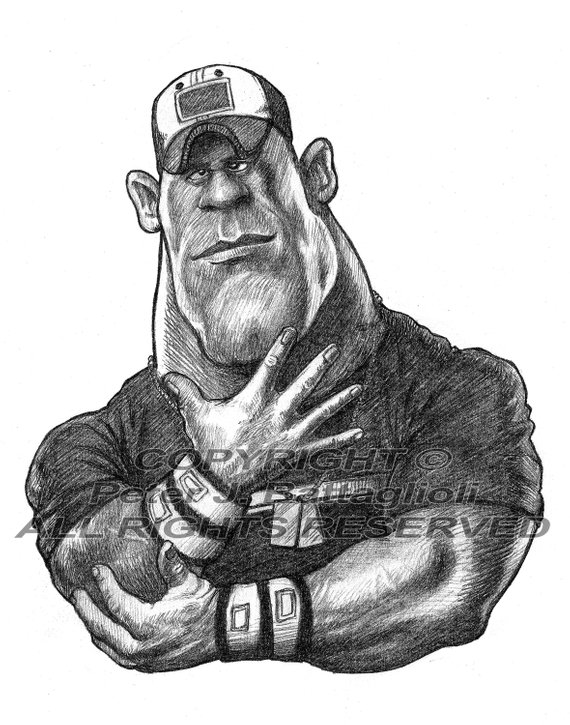 570x725 john cena caricature art poster sketch print limited etsy - John Cena Drawing