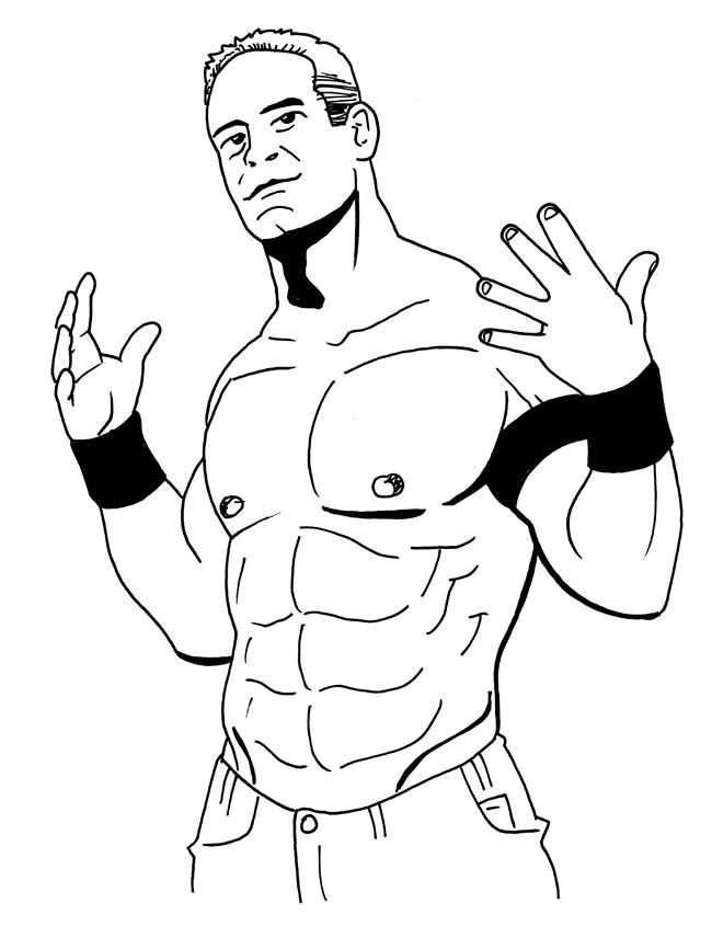 650x845 john cena coloring book wwe wwf wrestling john cena raw kids - John Cena Drawing