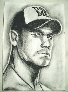 224x300 paper drawing charcoal sketch wrestler john cena art inch ebay - John Cena Drawing
