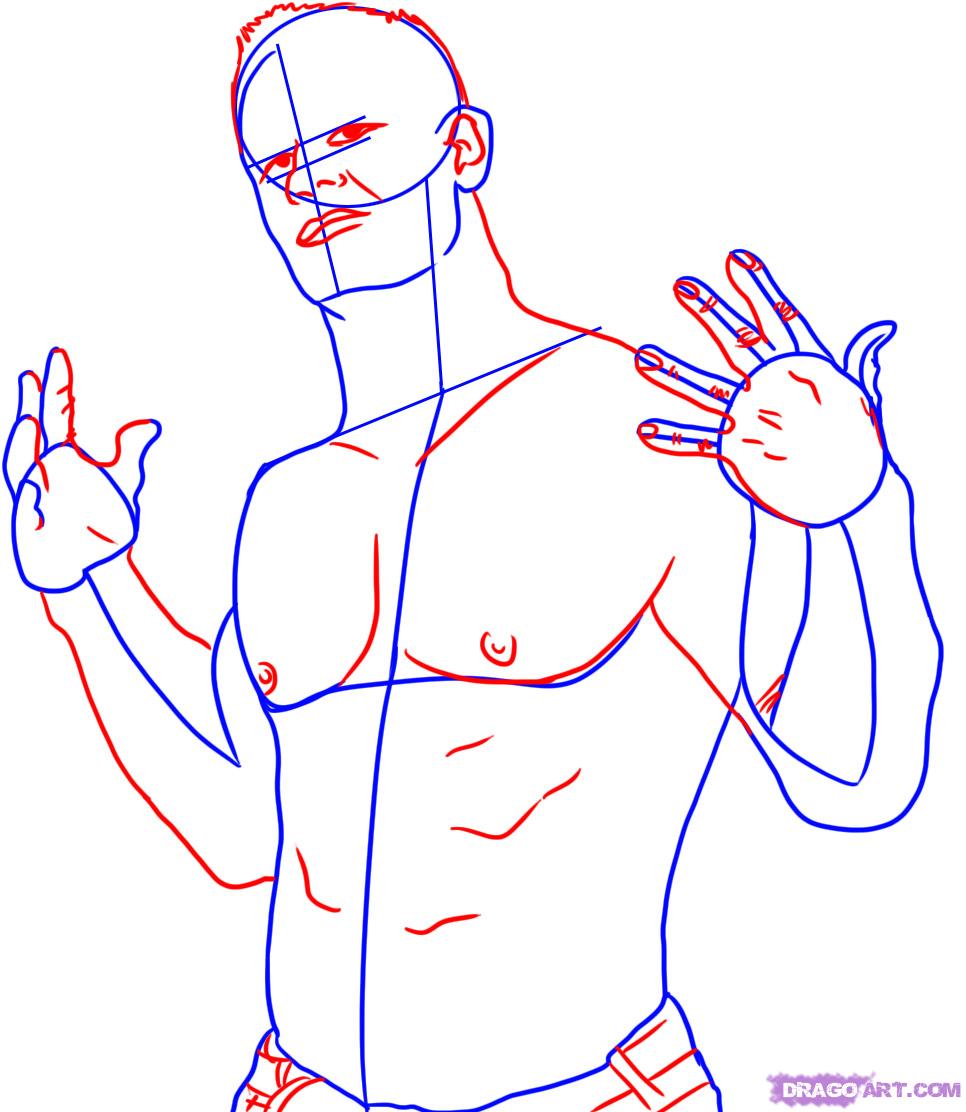 966x1112 how to draw john cena, step - John Cena Drawing