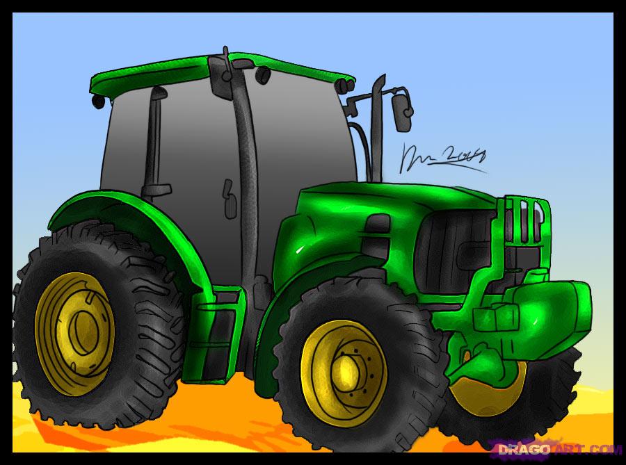 900x669 How To Draw A Tractor, Step - John Deere Drawings