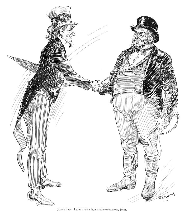 796x900 john bull and uncle sam shake hands drawing - John Drawing