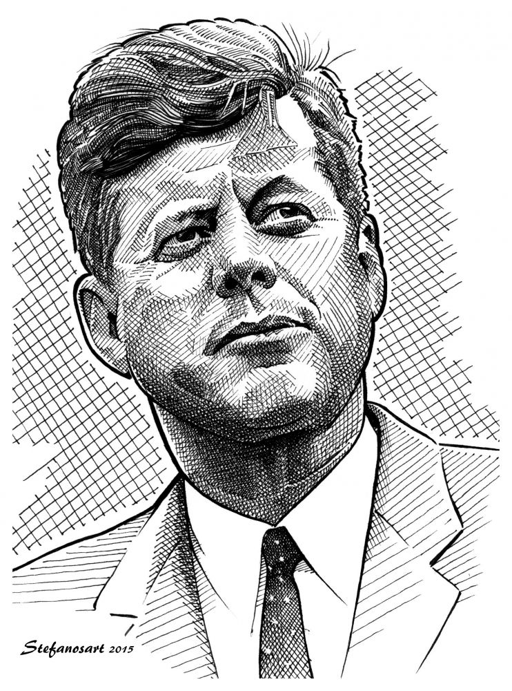 742x1000 John F Kennedy - John F Kennedy Drawing