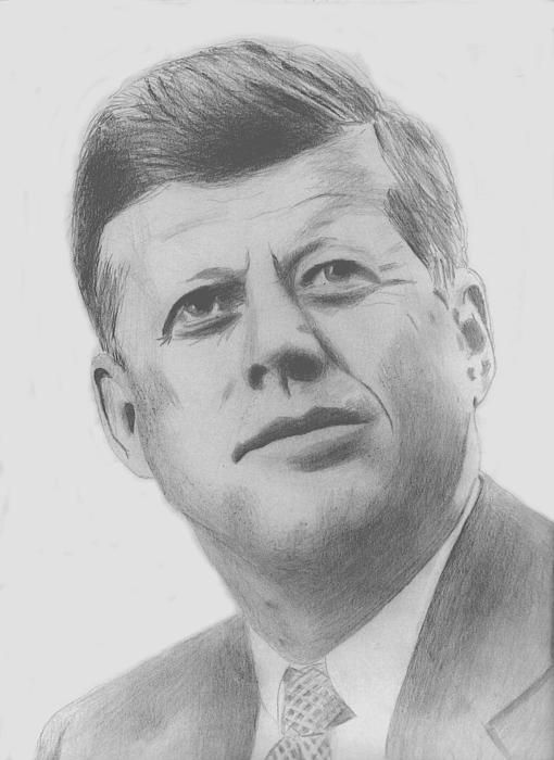 510x700 Pencil Sketch Of President John F Kennedy Paintings - John F Kennedy Drawing