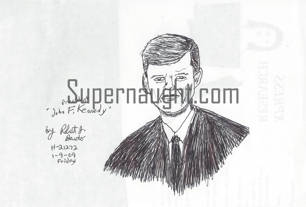 1024x691 Robert Bardo John F Kennedy Drawing Signed Supernaught - John F Kennedy Drawing