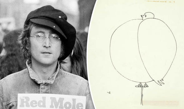 590x350 John Lennon Drawing Of Fat Budgie Fetches - John Lennon Drawings