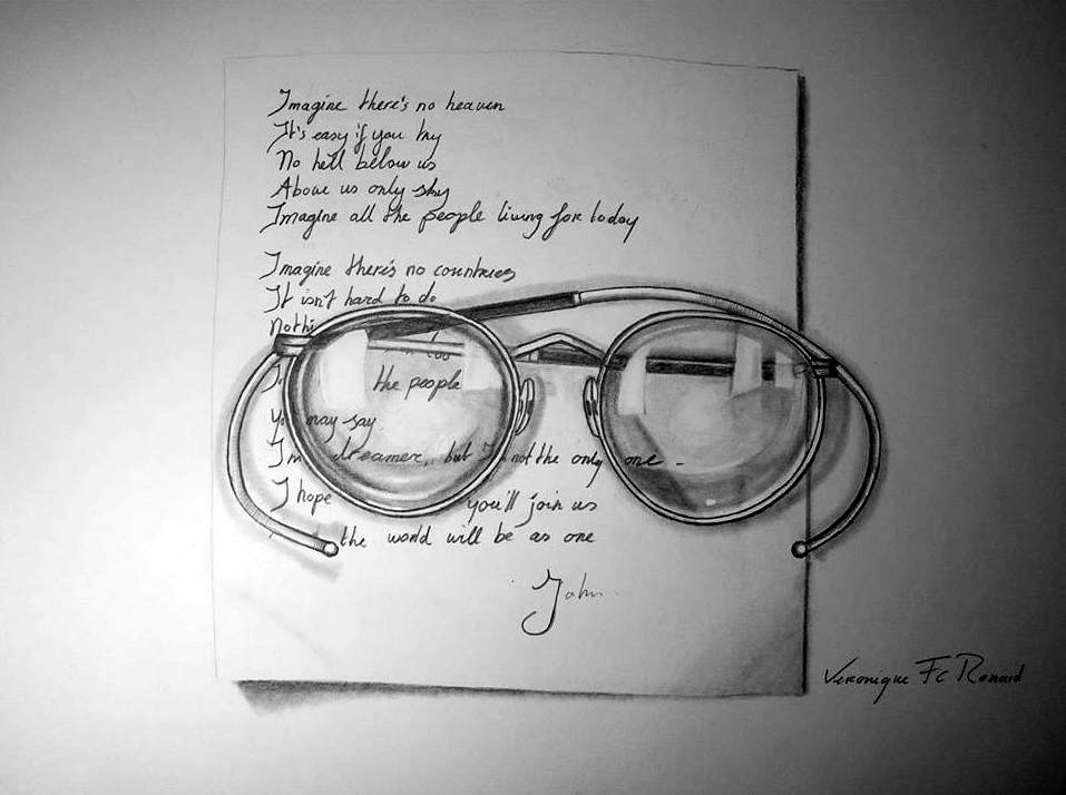 957x714 Veronique Renard - John Lennon Glasses Drawing