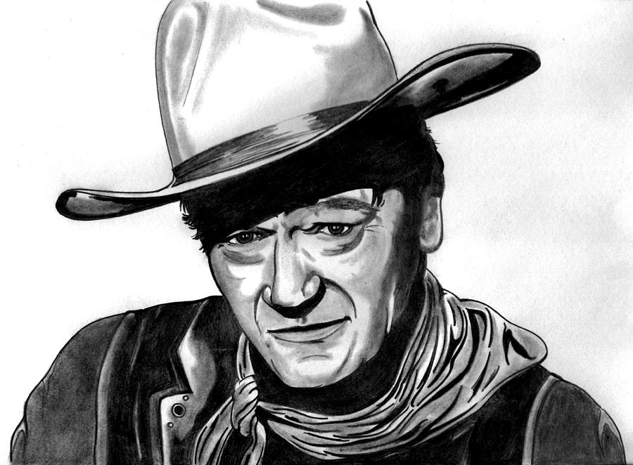 900x662 John Wayne Drawing - John Wayne Drawing