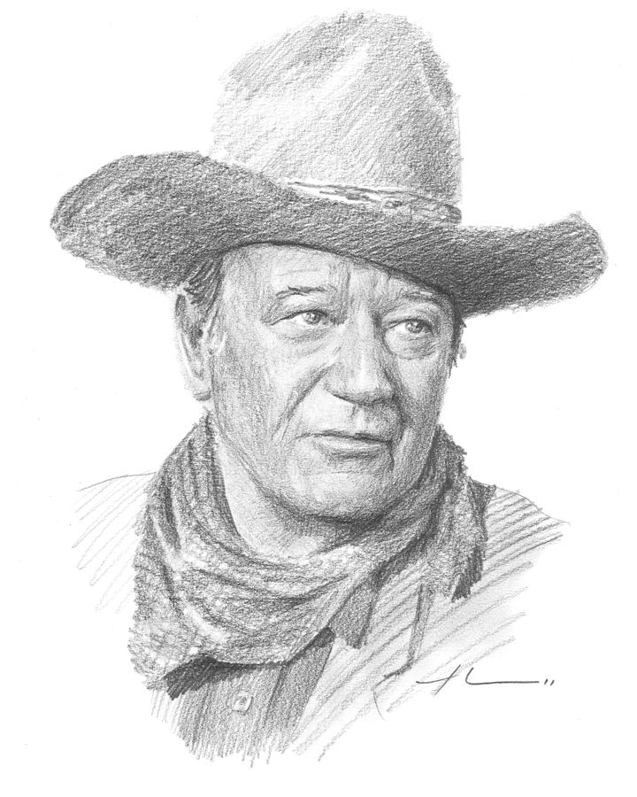 720x900 John Wayne Pencil Portrait Drawing - John Wayne Drawing