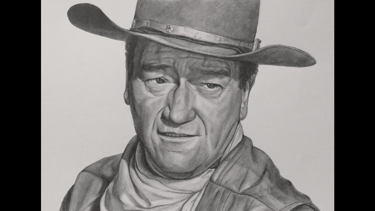 1280x720 Portrait Drawing Of John Wayne - John Wayne Drawing
