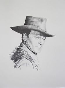 224x300 Print From Original Pencil Drawing Of John Wayne Ebay - John Wayne Drawing