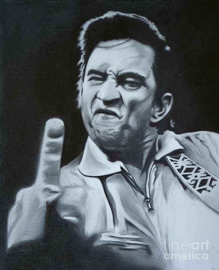 730x900 johnny cash finger gesture graphite pencil drawing - Johnny Cash Drawing