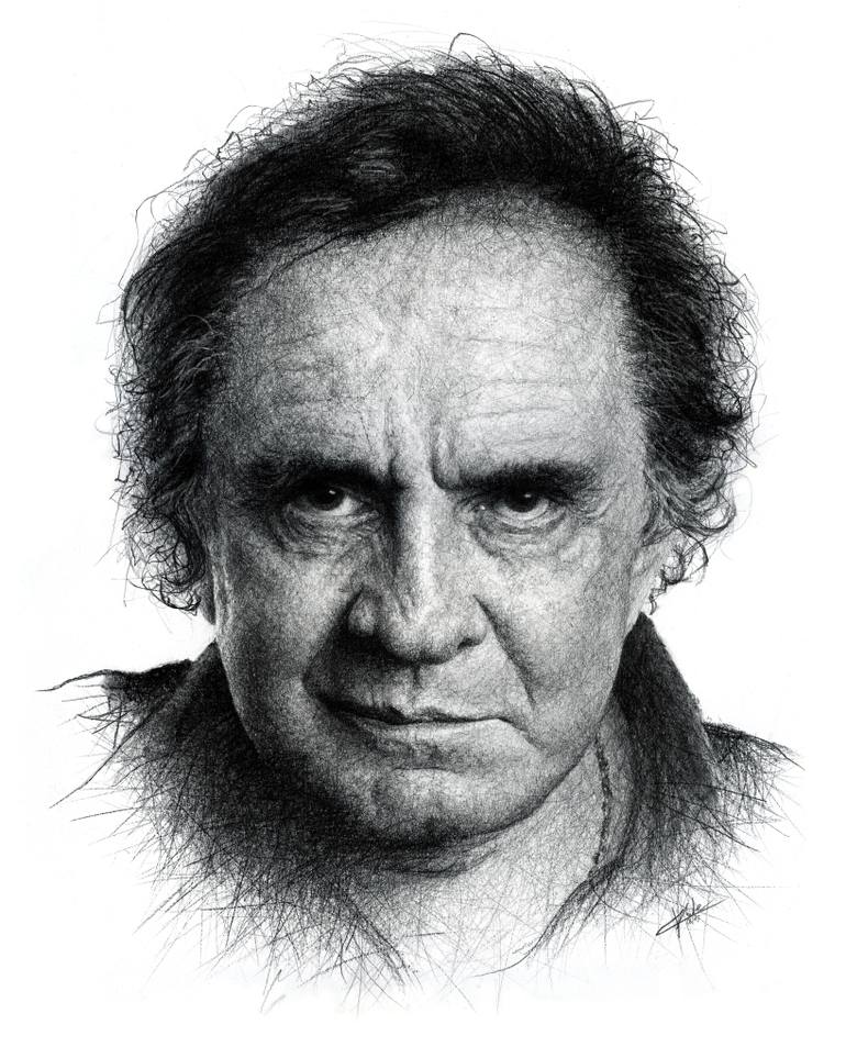770x963 johnny cash portrait drawing - Johnny Cash Drawing