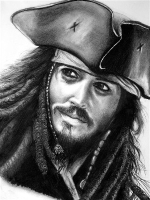 300x400 Johnny Depp Drawing Portrait - Johnny Depp Drawing