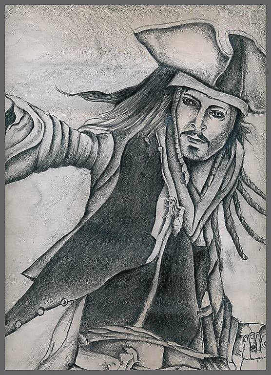 556x768 Johnny Depp Pencil Drawing As Jack Sparrow - Johnny Depp Drawing