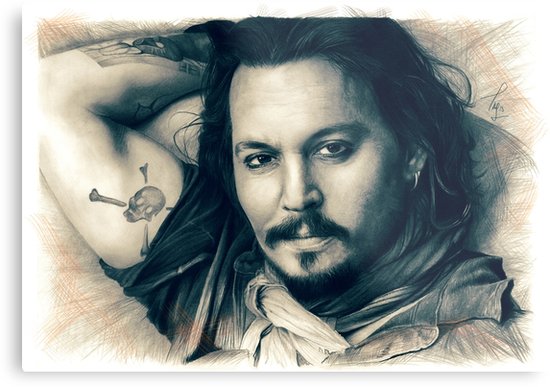 550x387 Johnny Depp Drawing Metal Prints - Johnny Depp Drawing