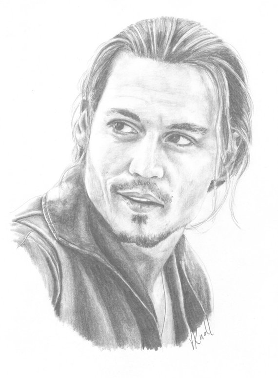 570x774 Johnny Depp Pencil Portrait Illustrated - Johnny Depp Drawing
