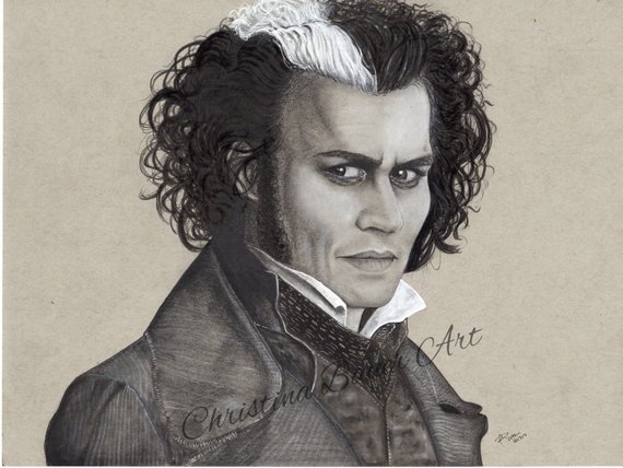 570x428 Sweeney Todd Johnny Depp Drawing Original Etsy - Johnny Depp Drawing