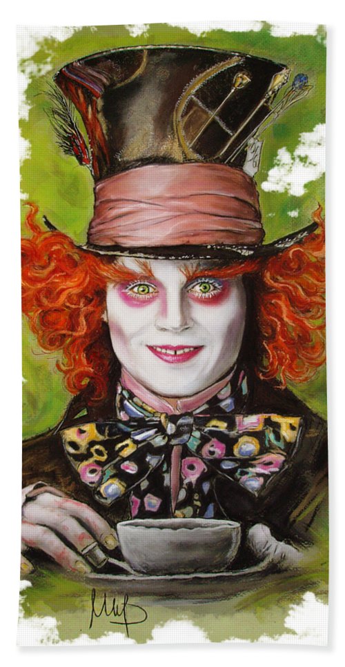 500x967 johnny depp as mad hatter bath towel for sale - Johnny Depp Mad Hatter Drawing