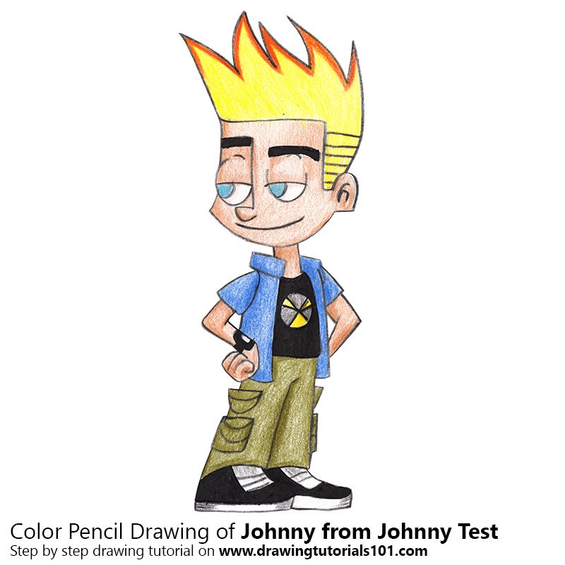 800x800 Johnny From Johnny Test Colored Pencils - Johnny Test Drawing