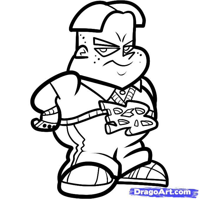 675x675 step how to draw bling bling boy, johnny test - Johnny Test Drawing