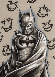 215x300 Batman Drawing Hand Signed Print Joker Dc Comics Bryan Collins Pop - Joker And Batman Drawing