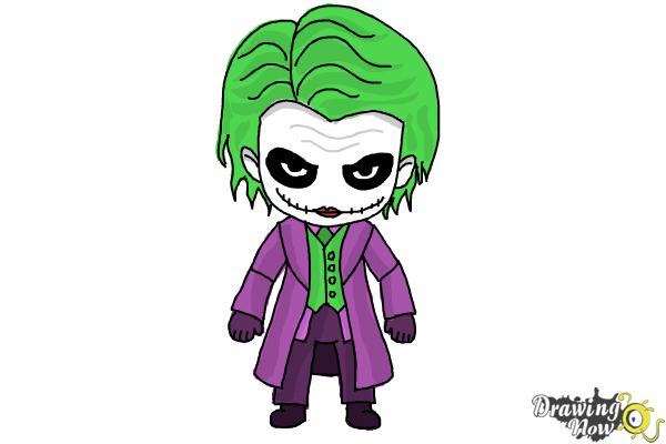 600x400 How To Draw Chibi Joker From Batman - Joker And Batman Drawing