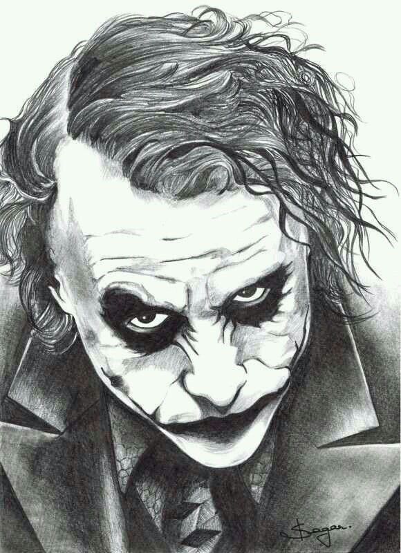 580x800 Art In Joker Drawings, Batman Drawing - Joker And Batman Drawing