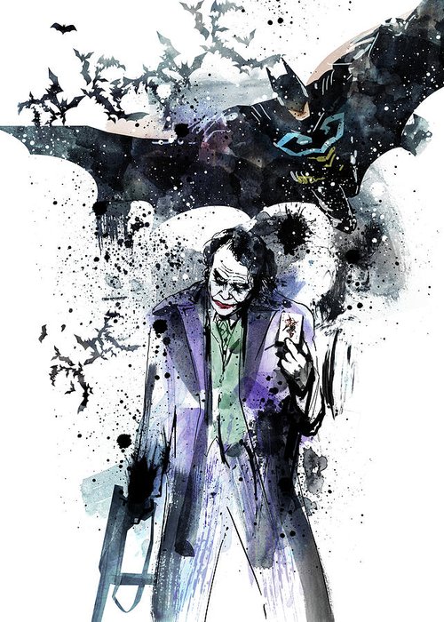 500x700 Batman And Joker Greeting Card For Sale - Joker And Batman Drawing