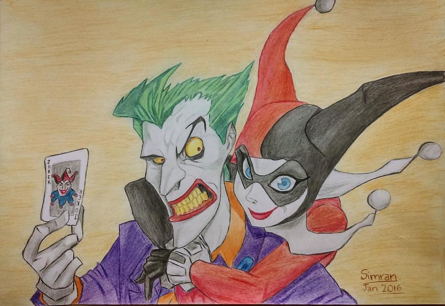 900x619 Joker And Harley Quinn Drawing - Joker And Harley Quinn Drawing