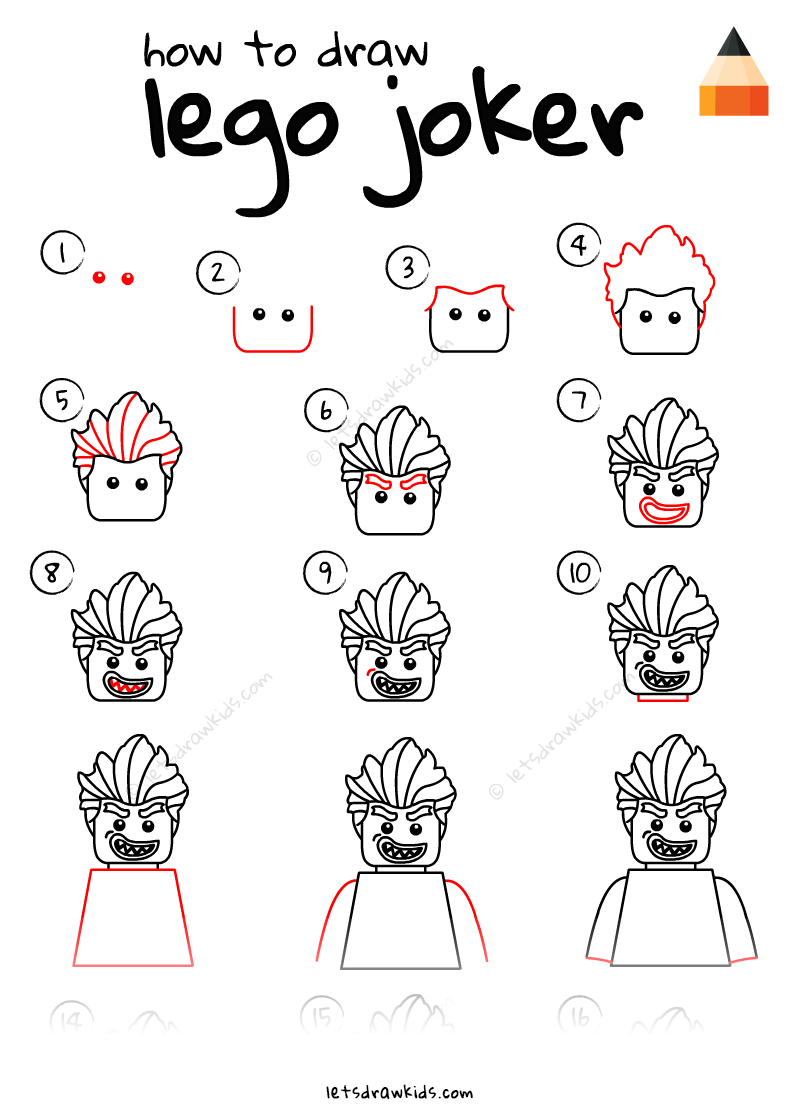 798x1118 How To Draw Lego Joker - Joker Drawing For Kids