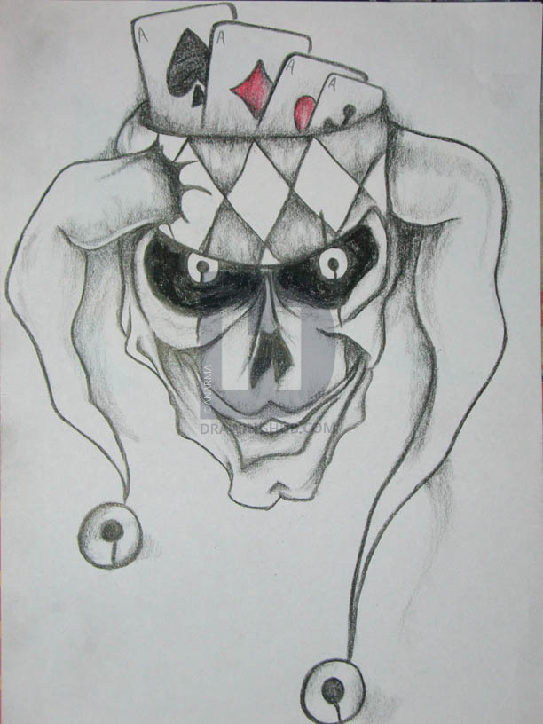 612x816 How To Draw A Joker Skull, Step - Joker Drawing Pictures
