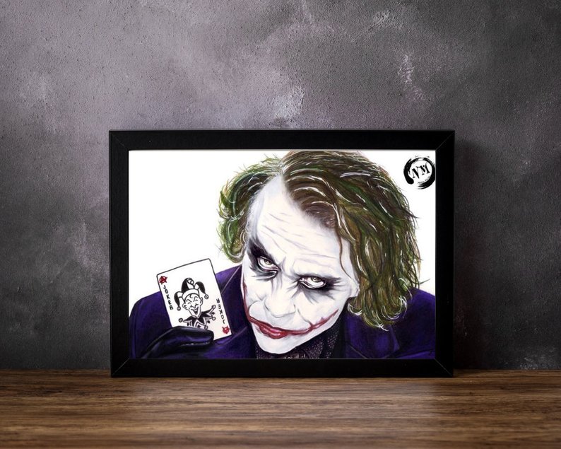 794x635 joker heath ledger poster print pencil drawing art etsy - Joker Drawing Poster