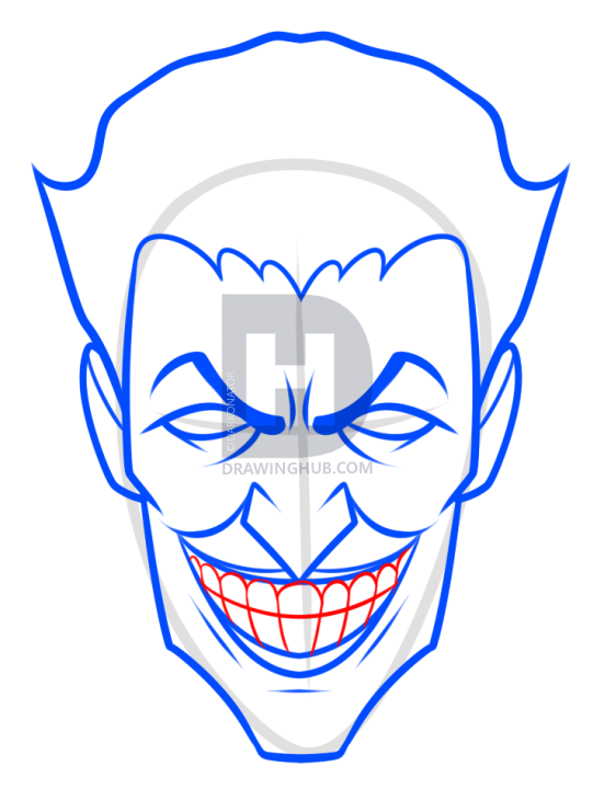 551x720 Comic Book Villain Drawing Lesson, The Joker, Step - Joker Line Drawing