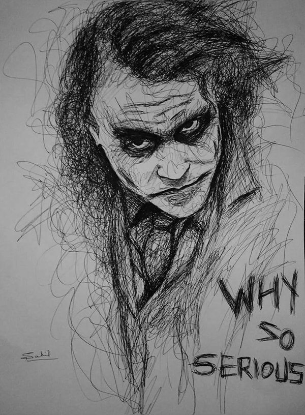 Joker Line Drawing at PaintingValley.com | Explore collection of Joker ...