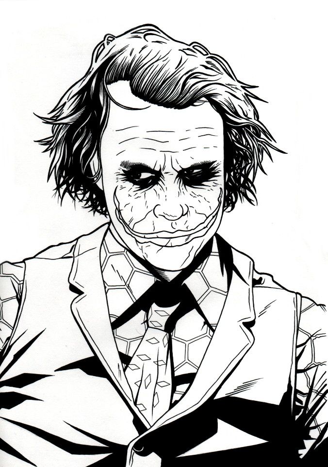 Joker Line Drawing at PaintingValley.com | Explore collection of Joker ...