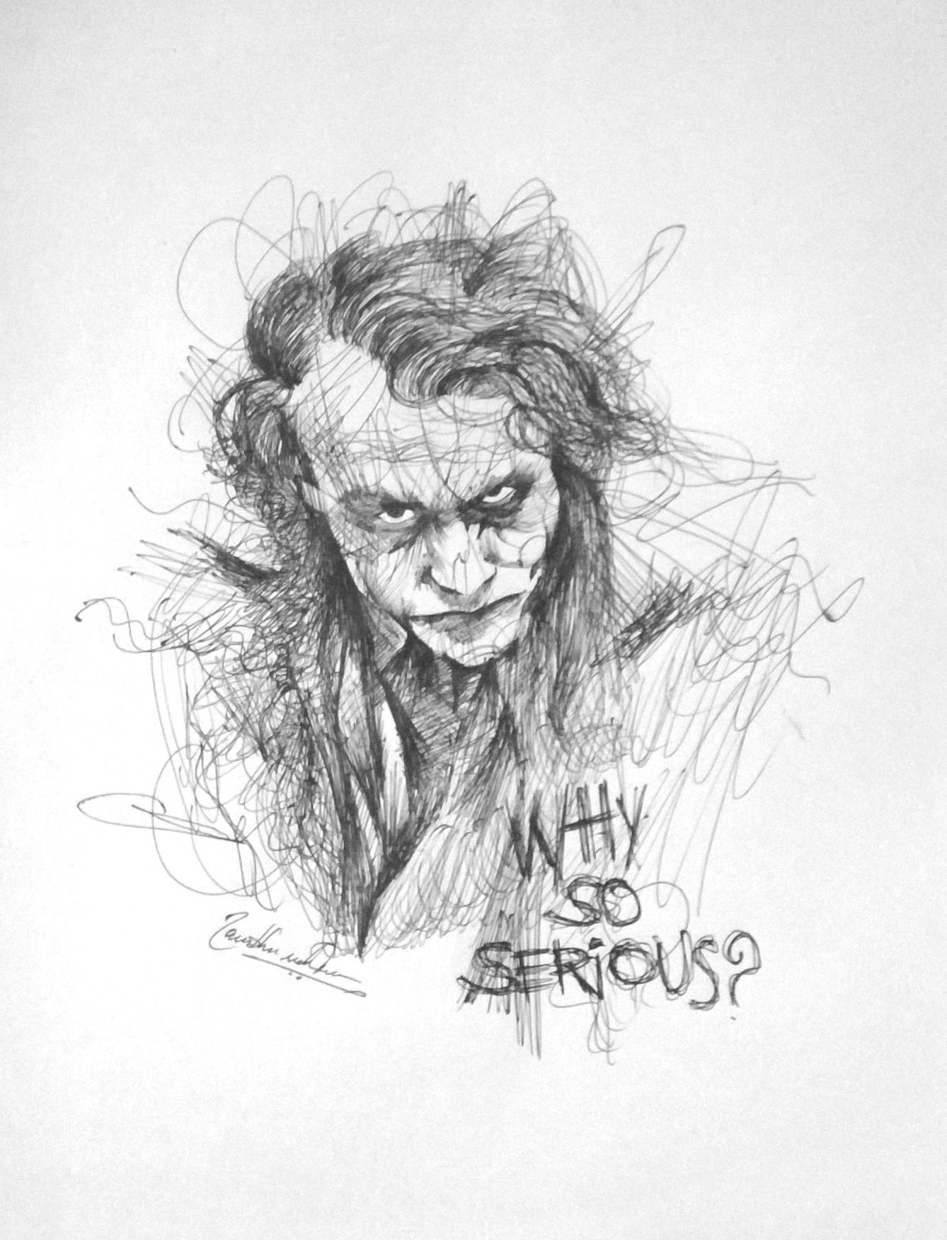 Joker Pen Drawing at PaintingValley.com | Explore collection of Joker ...