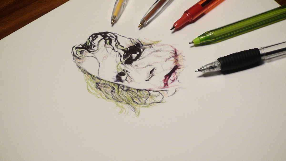 1200x675 The Joker Ballpoint Pen Drawing On Behance - Joker Pen Drawing