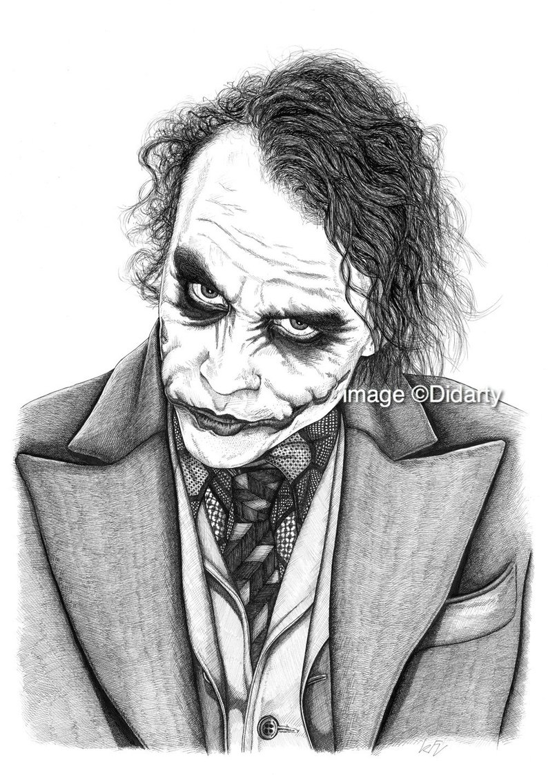 794x1123 The Joker Portrait Portrait Print Etsy - Joker Pen Drawing