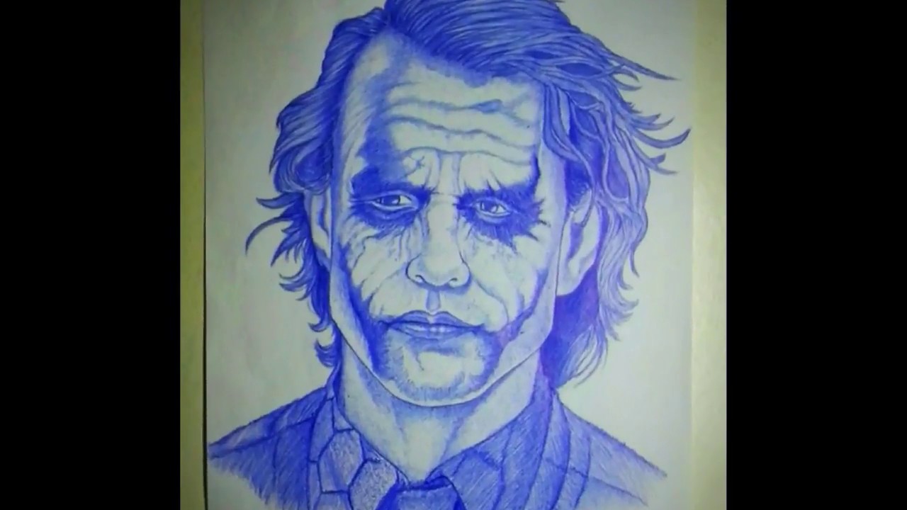 1280x720 Using Only A Pen To Draw The Joker In Less Than - Joker Pen Drawing