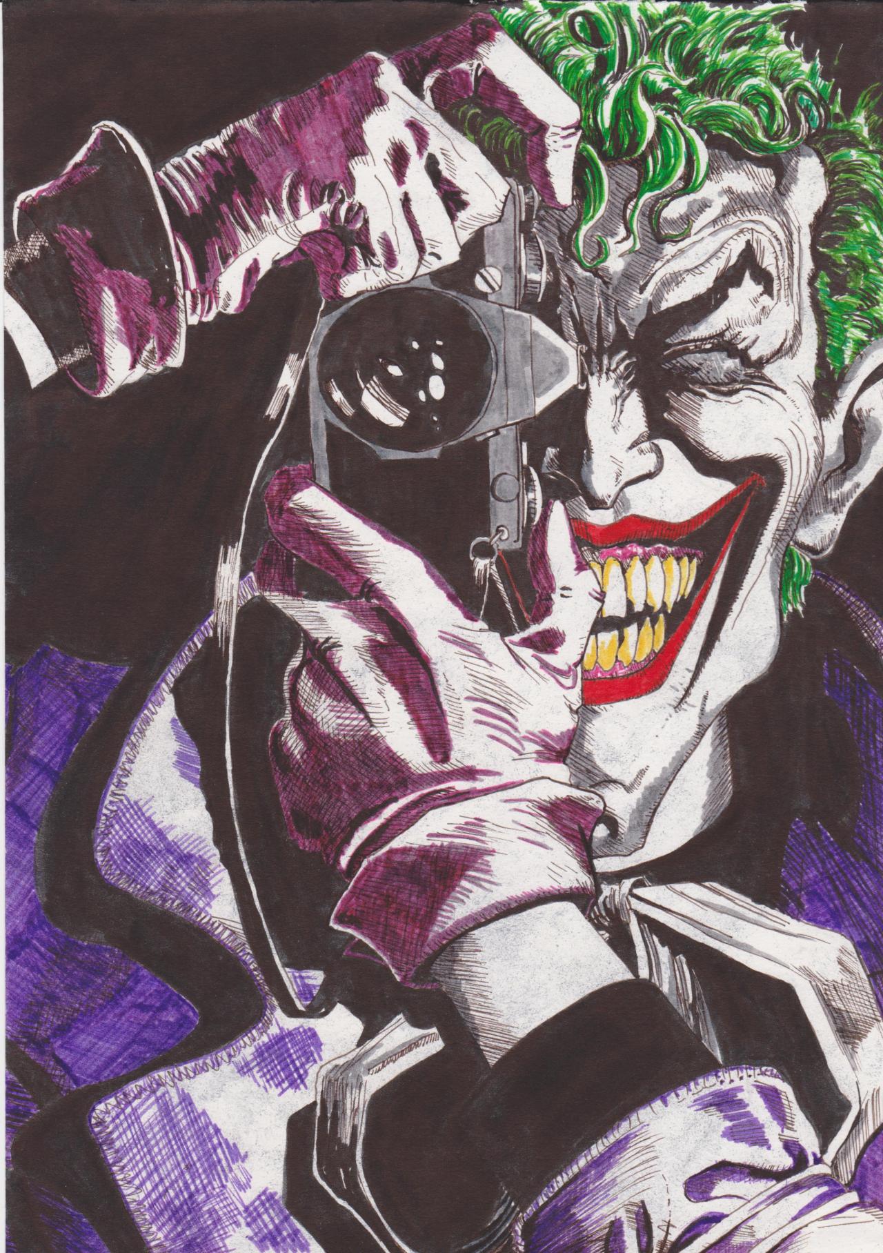 1280x1816 ben s wade pen and ink joker drawing,copied from killing joke - Joker Pen Drawing