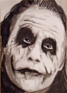 217x300 Original The Joker Heath Ledger Aceo Sketch Card Coloured Pencil - Joker Pencil Drawing