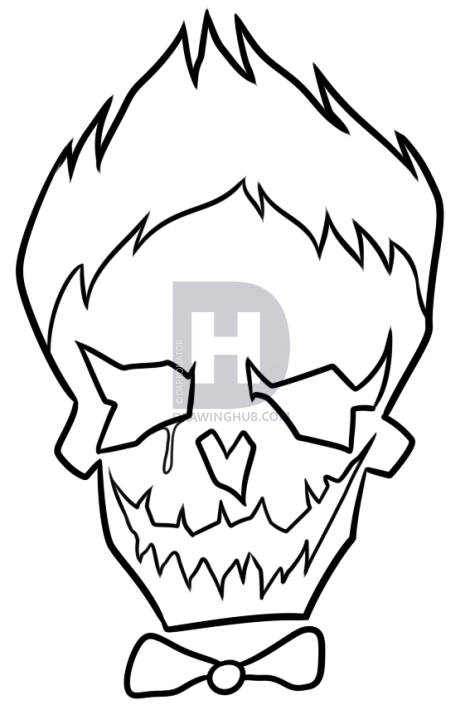 470x720 Draw Suicide Squad Joker Skull, Step - Joker Skull Drawing